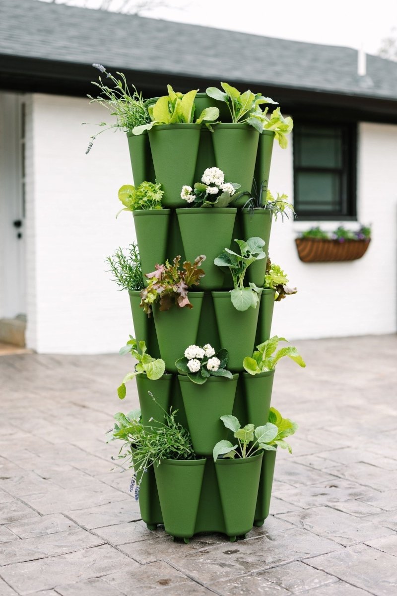 5-Tier GreenStalk Original Vertical Planter in Green – Basic Texture vertical garden with 30 planting pockets.