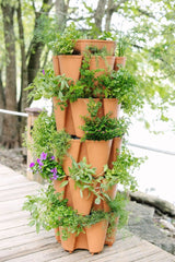 5-Tier GreenStalk Original Vertical Planter in Terracotta – Basic Texture stacked planter for vegetables and herbs.