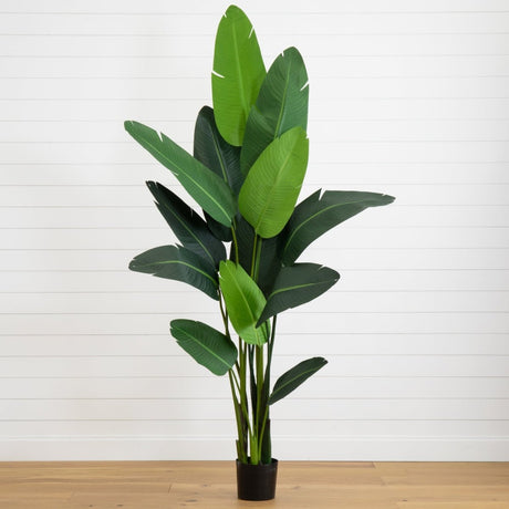 7′ DIY Traveler’s Palm Artificial Tree Kit in Woven Planter - Ed's Plant Shop