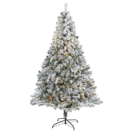 7' Flocked Rock Springs Spruce Tree | 350 LED Lights & Snow - Ed's Plant Shop