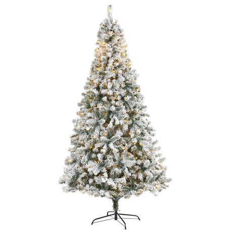 8’ Flocked Rock Springs Spruce Artificial Christmas Tree with 500 Clear LED Lights & 1186 Bendable Branches - Ed's Plant Shop