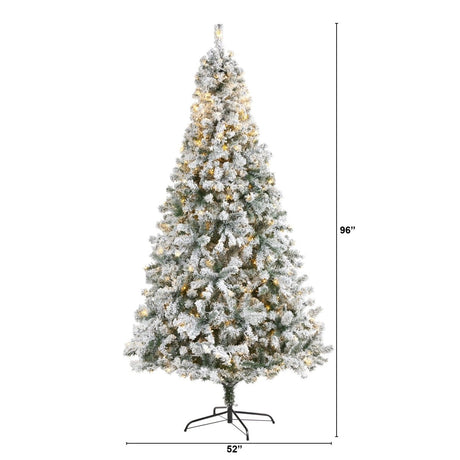 8’ Flocked Rock Springs Spruce Artificial Christmas Tree with 500 Clear LED Lights & 1186 Bendable Branches - Ed's Plant Shop