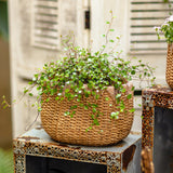 Straw Basket Planter - Cement