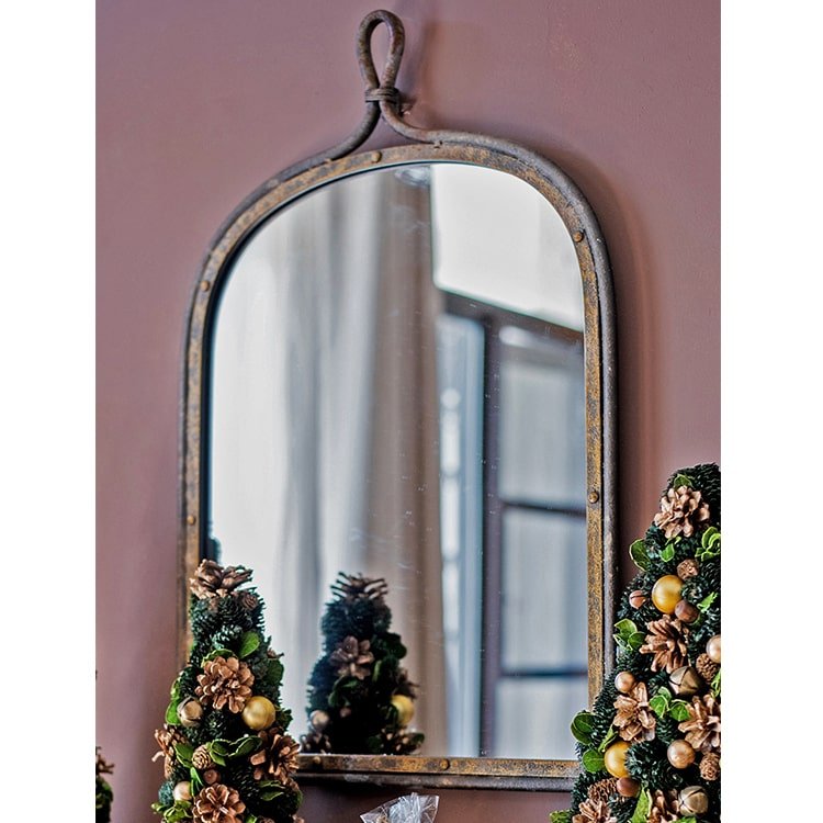 Antique Style Dark Iron Mirror - Ed's Plant Shop