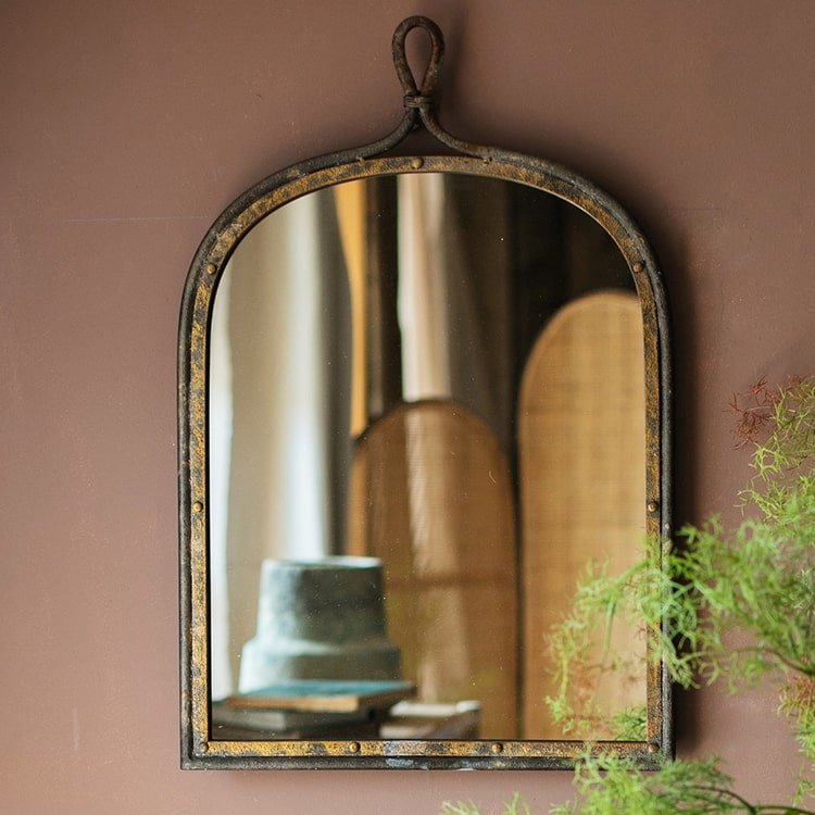 Antique Style Dark Iron Mirror - Ed's Plant Shop