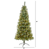 7’ Wisconsin Slim Snow Tip Pine Artificial Christmas Tree with 400 Clear LED Lights