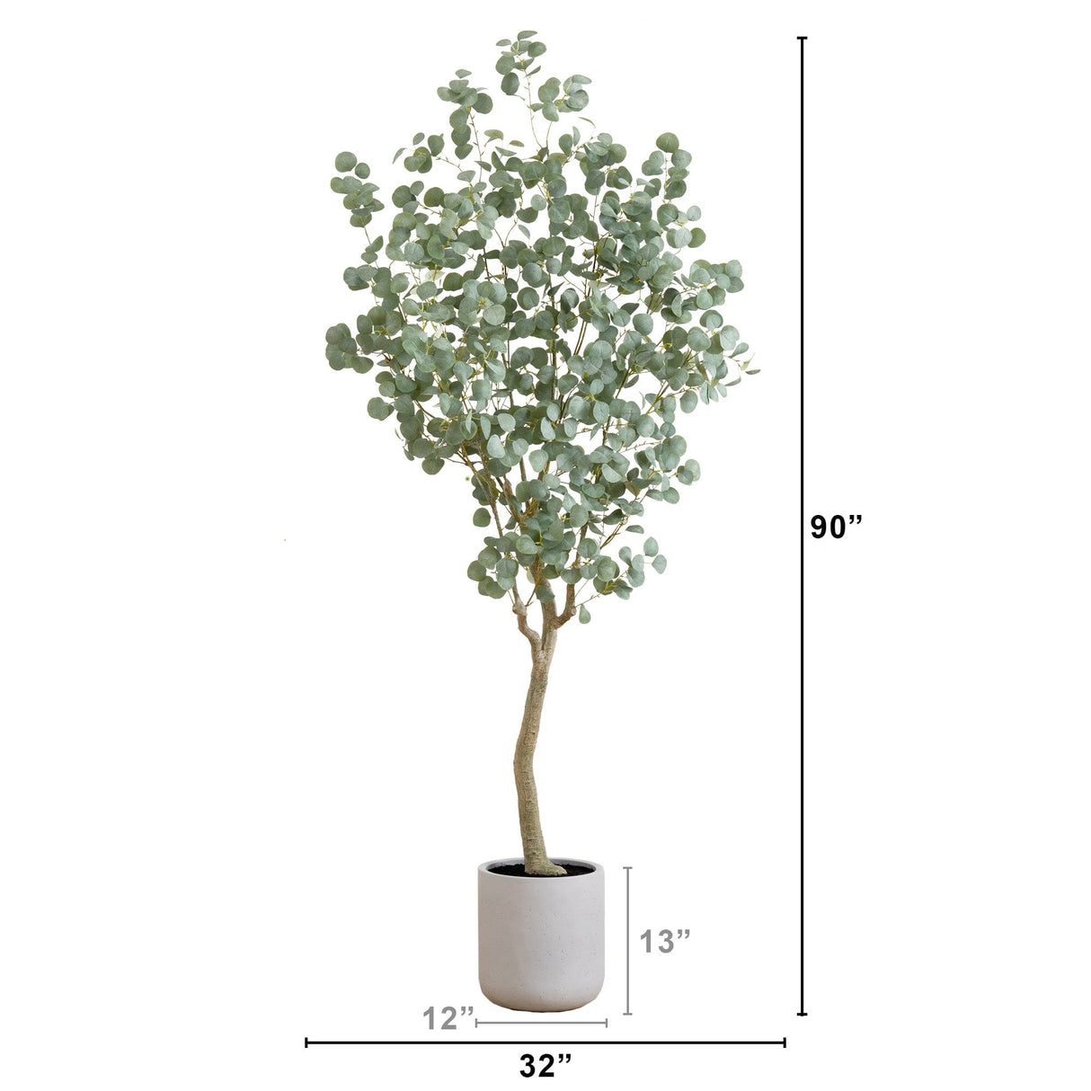 7.5’ Artificial Greco Eucalyptus Tree with Resin Stone Planter