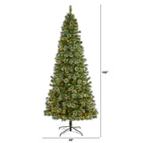 9’ Wisconsin Slim Snow Tip Pine Artificial Christmas Tree with 800 Clear LED Lights