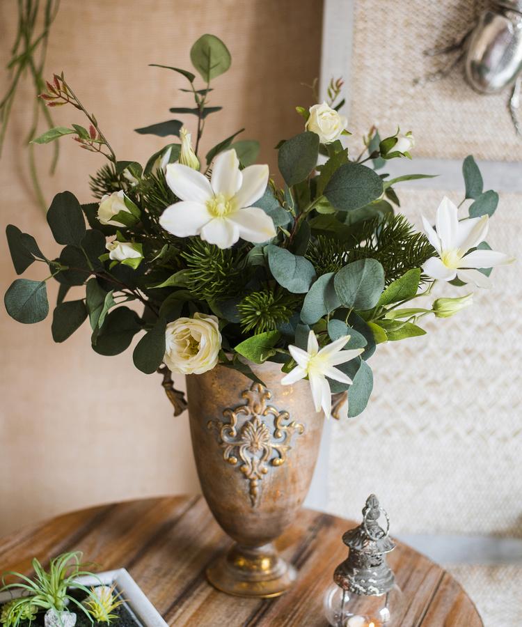 Artificial Flower Bouquet Clematis Flower in Greenery 20" Tall - Ed's Plant Shop