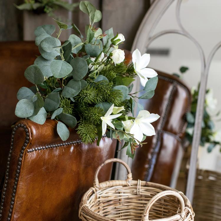 Artificial Flower Bouquet Clematis Flower in Greenery 20" Tall - Ed's Plant Shop