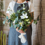 Artificial Flower Bouquet Clematis Flower in Greenery 20" Tall - Ed's Plant Shop