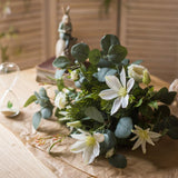 Artificial Flower Bouquet Clematis Flower in Greenery 20" Tall