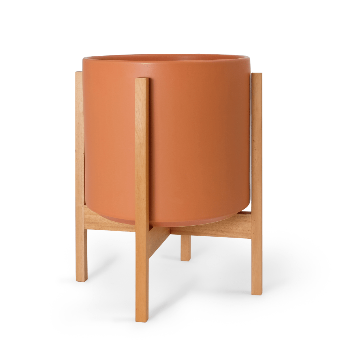 Ceramic Cylinder Planter By Solid Goods With Optional Mahogany Stand - Ed's Plant Shop