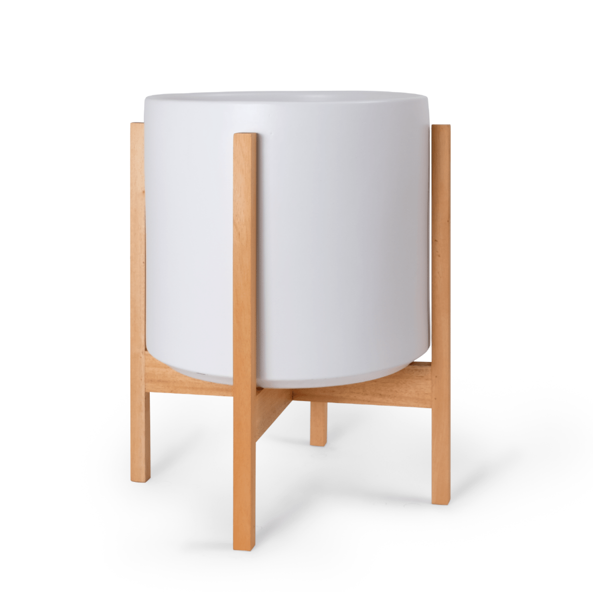 Ceramic Cylinder Planter By Solid Goods With Optional Mahogany Stand - Ed's Plant Shop