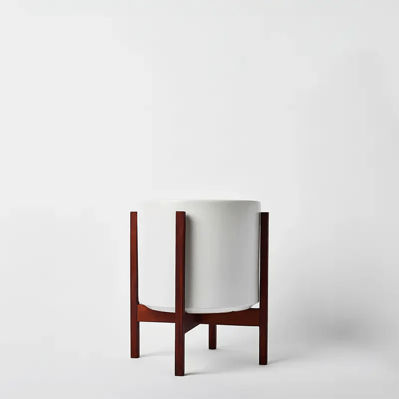 Ceramic Cylinder Planter By Solid Goods With Optional Mahogany Stand - Ed's Plant Shop