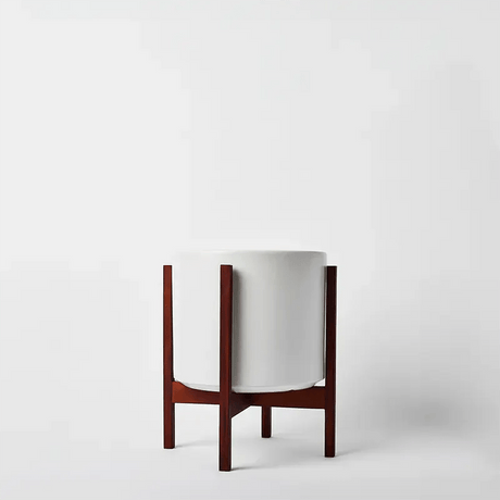 Ceramic Cylinder Planter By Solid Goods With Optional Mahogany Stand - Ed's Plant Shop