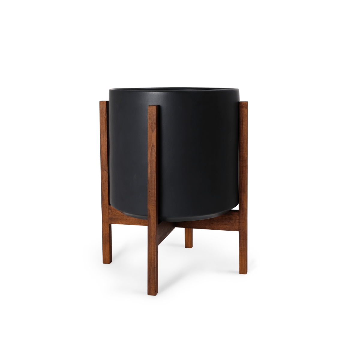 Ceramic Cylinder Planter By Solid Goods With Optional Mahogany Stand - Ed's Plant Shop