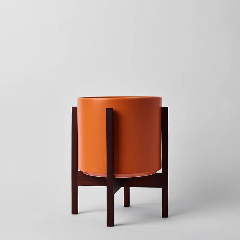 Ceramic Cylinder Planter By Solid Goods With Optional Mahogany Stand - Ed's Plant Shop