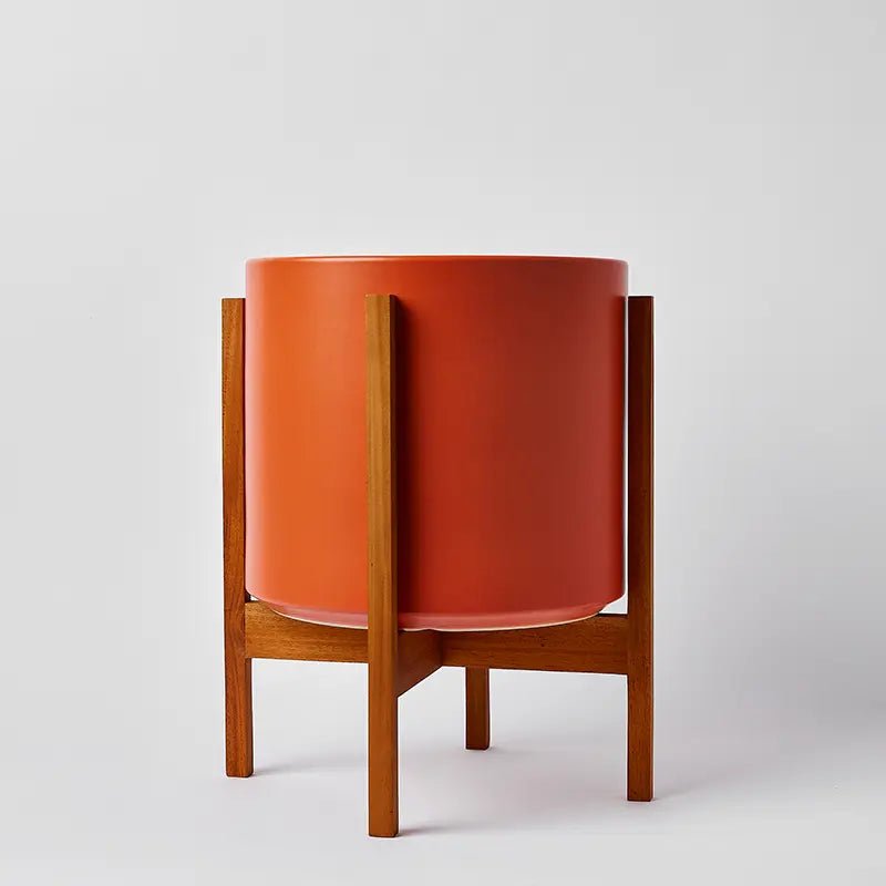 Ceramic Cylinder Planter By Solid Goods With Optional Mahogany Stand - Ed's Plant Shop