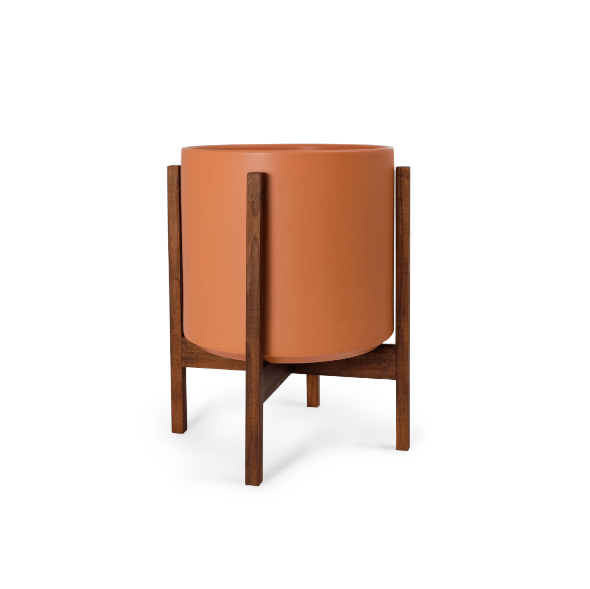 Ceramic Cylinder Planter By Solid Goods With Optional Mahogany Stand - Ed's Plant Shop
