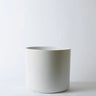 White ceramic planter on a light gray background