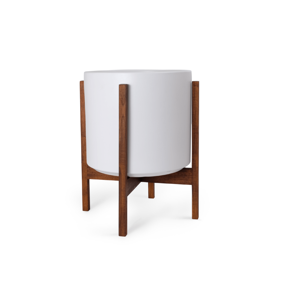 Ceramic Cylinder Planter By Solid Goods With Optional Mahogany Stand - Ed's Plant Shop