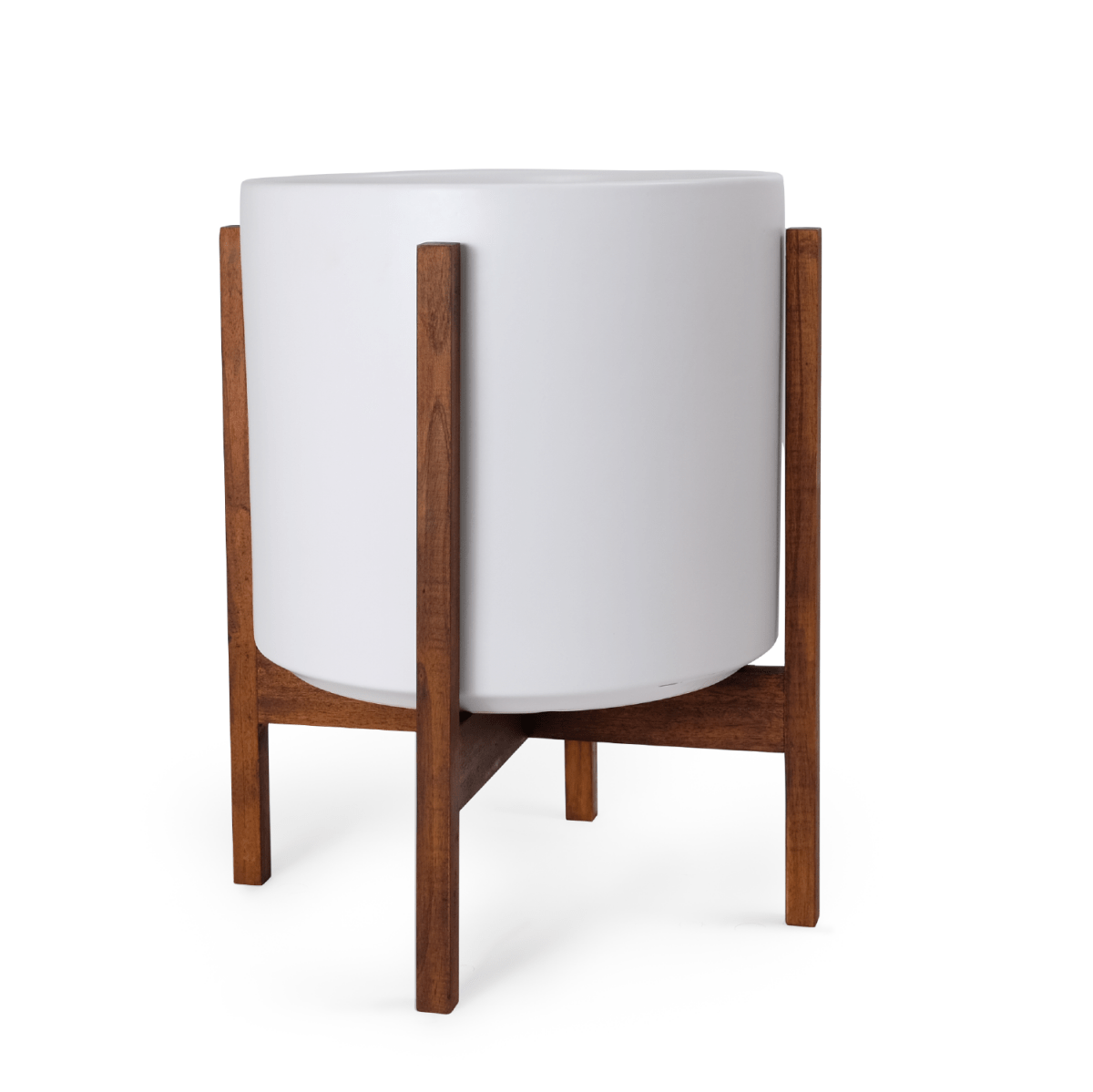 Ceramic Cylinder Planter By Solid Goods With Optional Mahogany Stand - Ed's Plant Shop