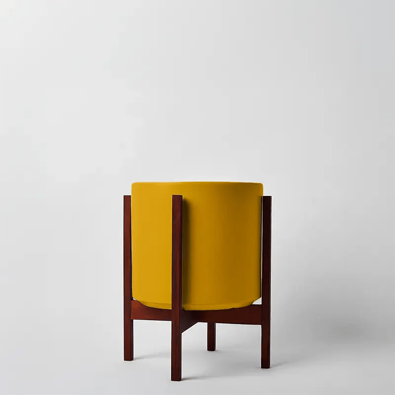 Ceramic Cylinder Planter By Solid Goods With Optional Mahogany Stand - Ed's Plant Shop