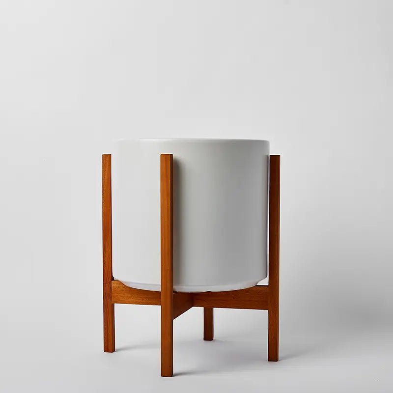 Ceramic Cylinder Planter By Solid Goods With Optional Mahogany Stand - Ed's Plant Shop