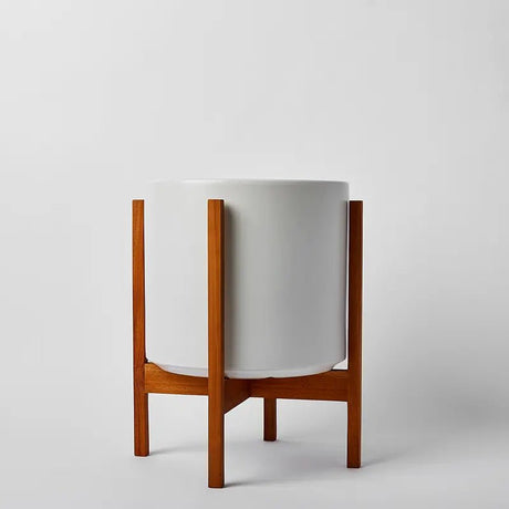 Ceramic Cylinder Planter By Solid Goods With Optional Mahogany Stand - Ed's Plant Shop