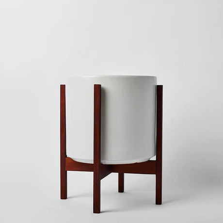 Ceramic Cylinder Planter By Solid Goods With Optional Mahogany Stand - Ed's Plant Shop