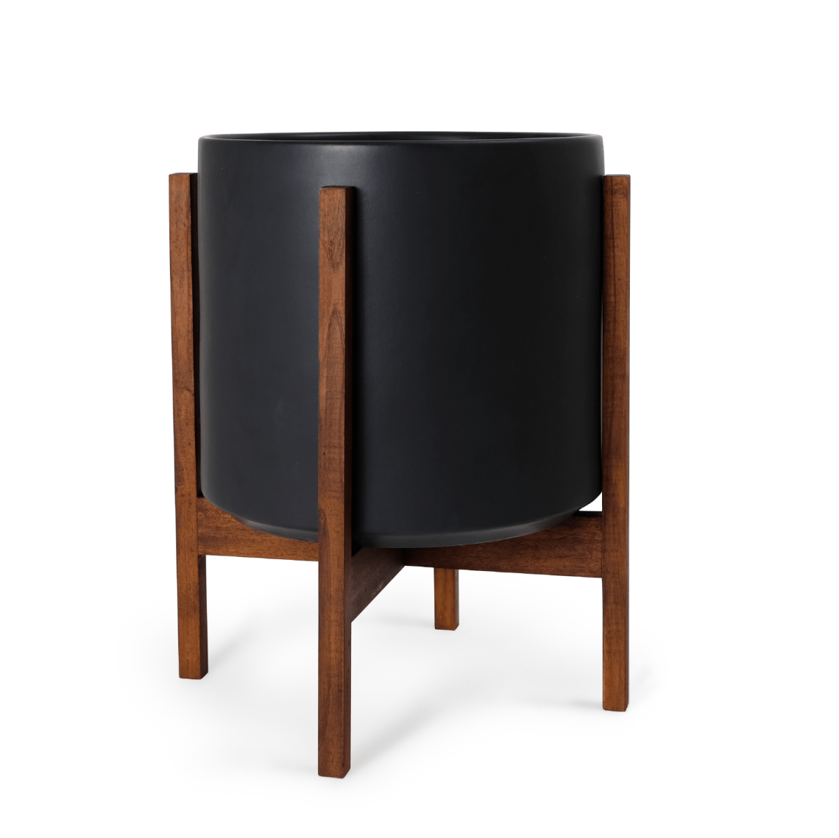 Ceramic Cylinder Planter By Solid Goods With Optional Mahogany Stand - Ed's Plant Shop