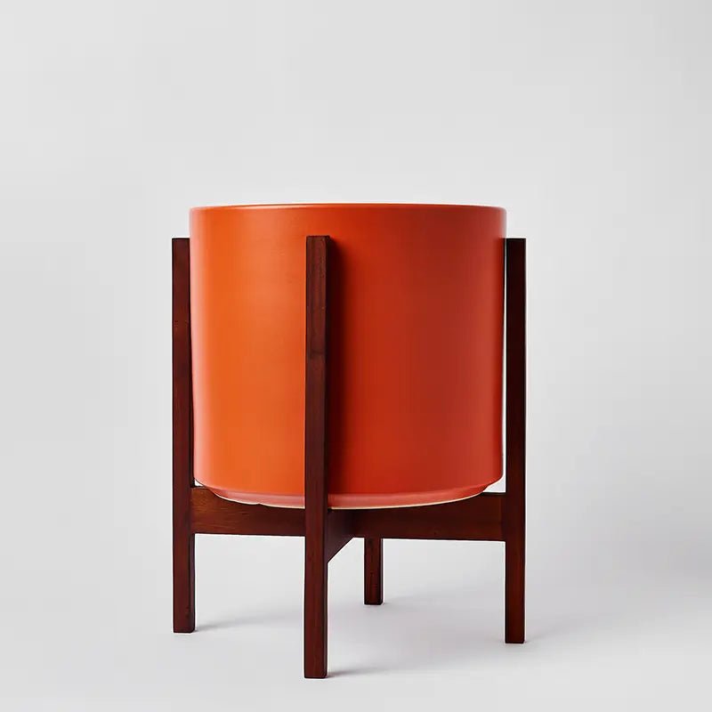 Ceramic Cylinder Planter By Solid Goods With Optional Mahogany Stand - Ed's Plant Shop