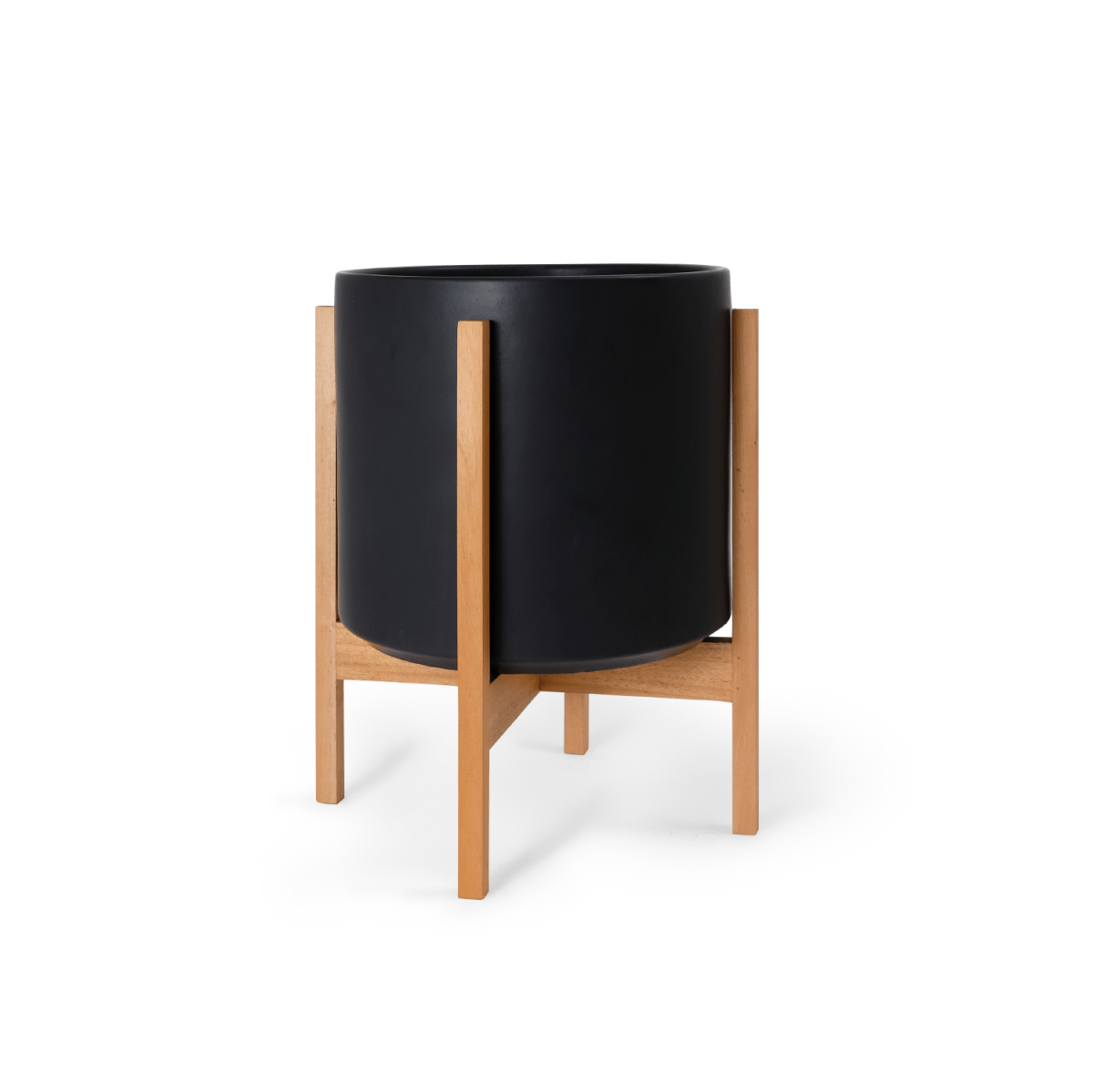 Ceramic Cylinder Planter By Solid Goods With Optional Mahogany Stand - Ed's Plant Shop