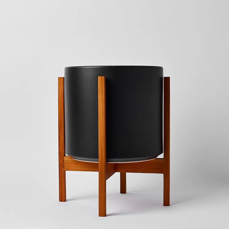 Ceramic Cylinder Planter By Solid Goods With Optional Mahogany Stand - Ed's Plant Shop