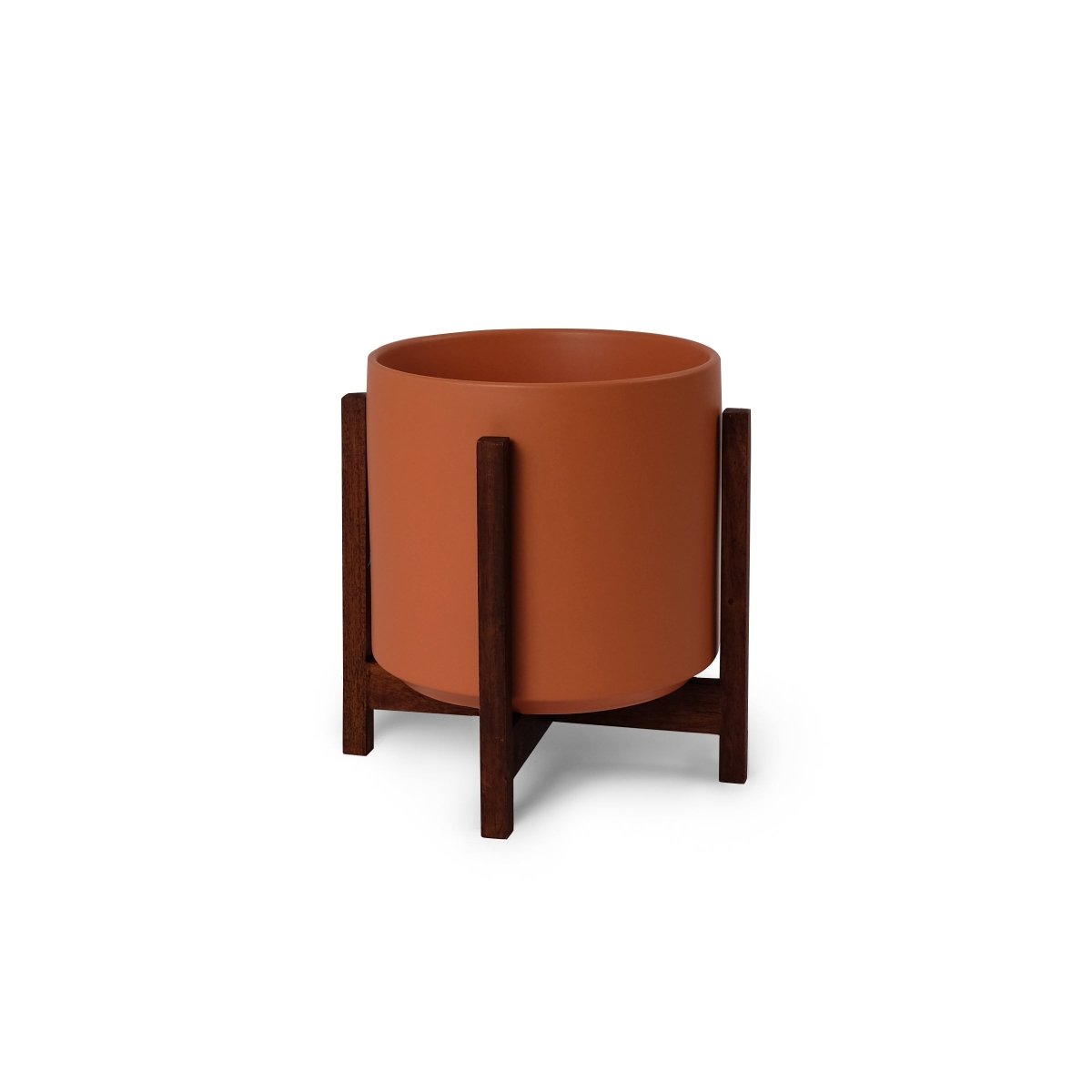 Ceramic Cylinder Planter By Solid Goods With Optional Mahogany Stand - Ed's Plant Shop