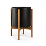 Ceramic Cylinder Planter with Optional Hardwood Stand - Ed's Plant Shop
