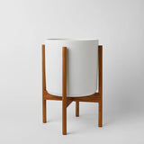 Ceramic Cylinder Planter with Optional Hardwood Stand - Ed's Plant Shop