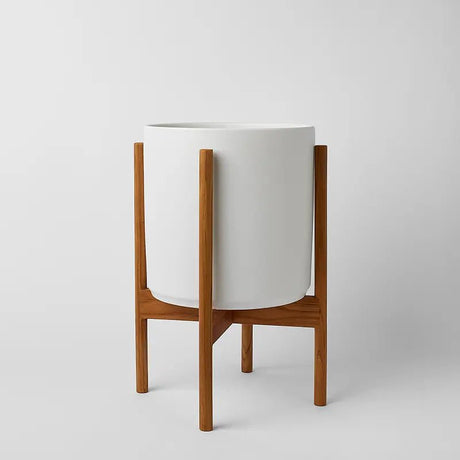 Ceramic Cylinder Planter with Optional Hardwood Stand - Ed's Plant Shop