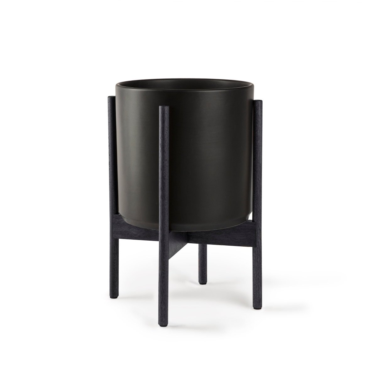 Ceramic Cylinder Planter with Optional Hardwood Stand - Ed's Plant Shop