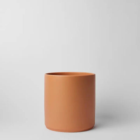 Ceramic Cylinder Planter with Optional Hardwood Stand - Ed's Plant Shop