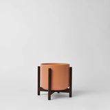 Ceramic Cylinder Planter with Optional Hardwood Stand - Ed's Plant Shop