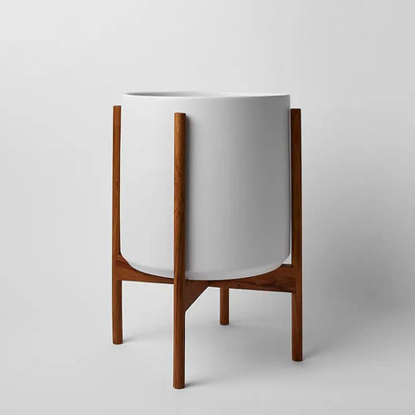 Ceramic Cylinder Planter with Optional Hardwood Stand - Ed's Plant Shop