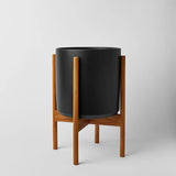 Ceramic Cylinder Planter with Optional Hardwood Stand - Ed's Plant Shop