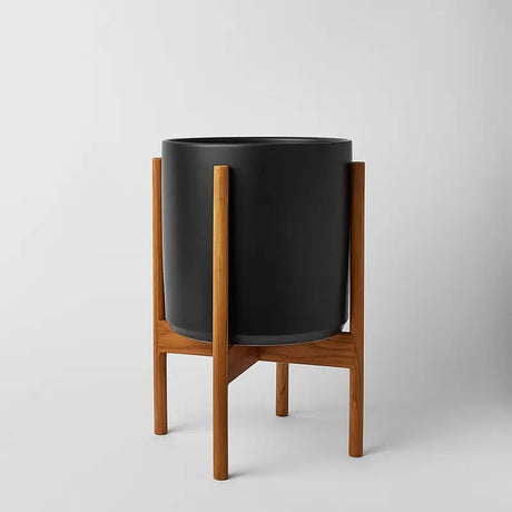 Ceramic Cylinder Planter with Optional Hardwood Stand - Ed's Plant Shop