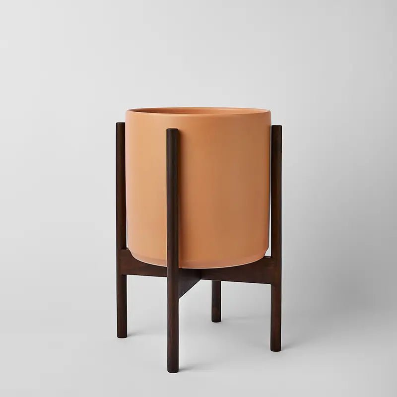 Ceramic Cylinder Planter with Optional Hardwood Stand - Ed's Plant Shop