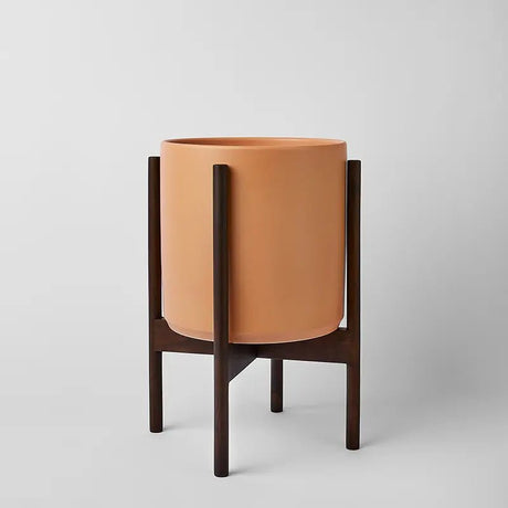 Ceramic Cylinder Planter with Optional Hardwood Stand - Ed's Plant Shop