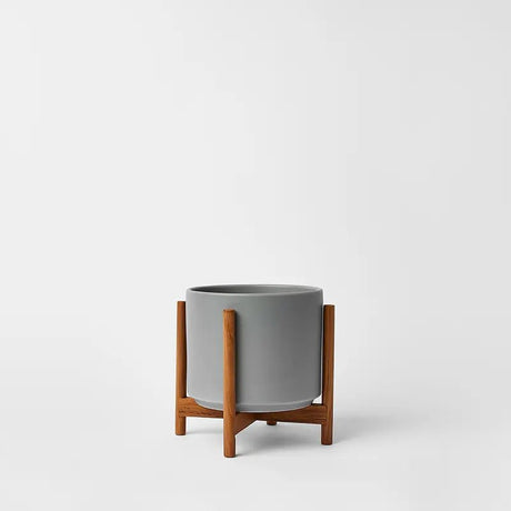Ceramic Cylinder Planter with Optional Hardwood Stand - Ed's Plant Shop