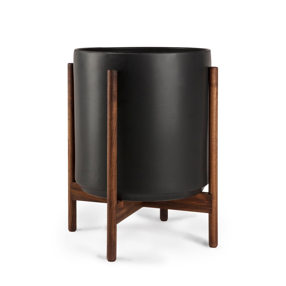 Ceramic Cylinder Planter with Optional Hardwood Stand - Ed's Plant Shop