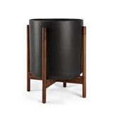 Ceramic Cylinder Planter with Optional Hardwood Stand - Ed's Plant Shop